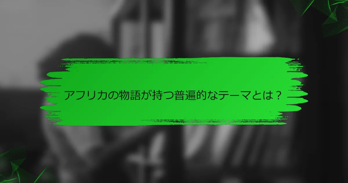 アフリカの物語が持つ普遍的なテーマとは？