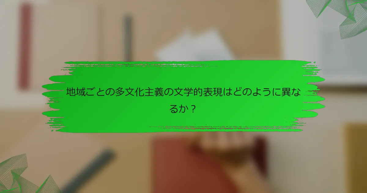 地域ごとの多文化主義の文学的表現はどのように異なるか？