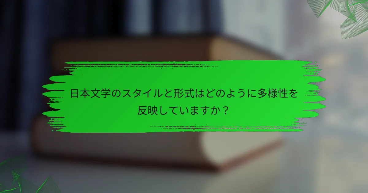 日本文学のスタイルと形式はどのように多様性を反映していますか？