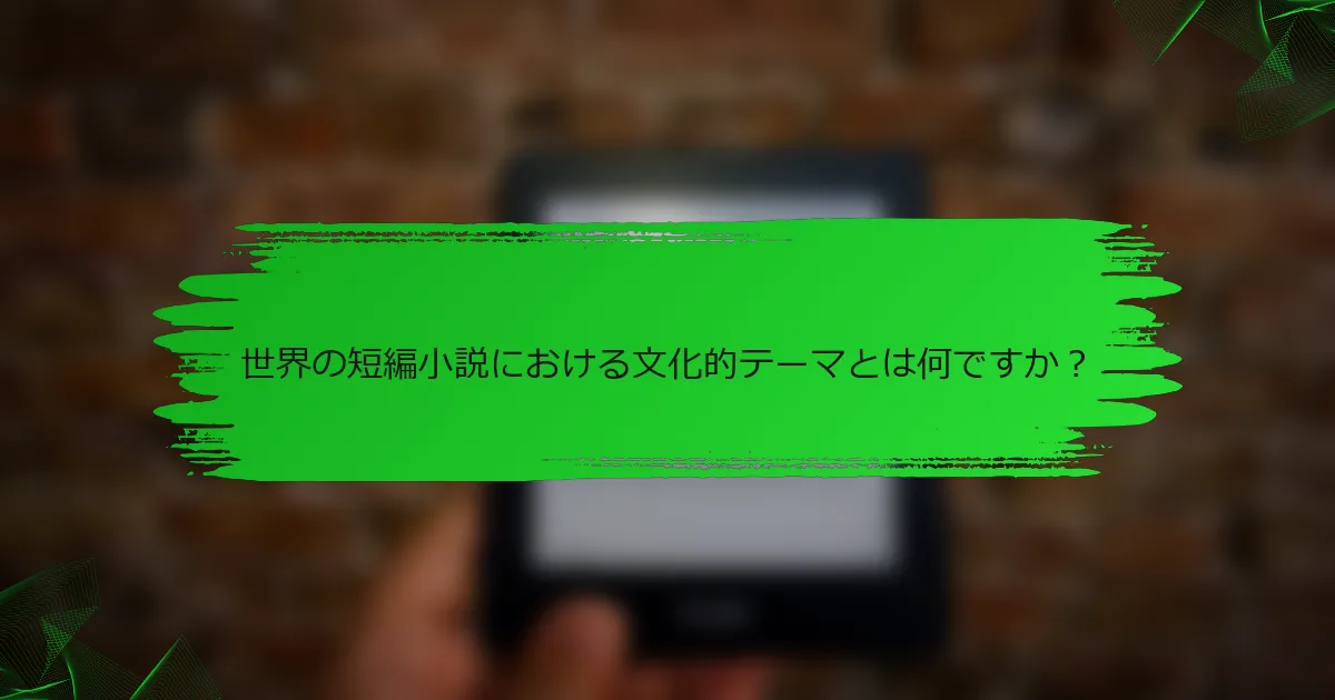 世界の短編小説における文化的テーマとは何ですか？